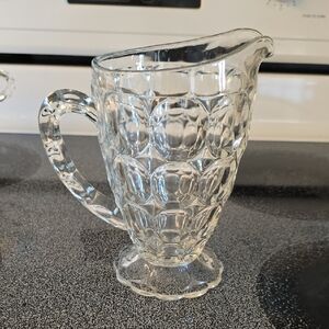 Vintage Jeanette Glass Thumbprint Juice Pitcher